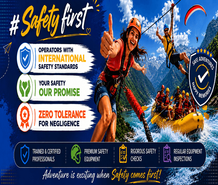 Safety first adventure promotion banner